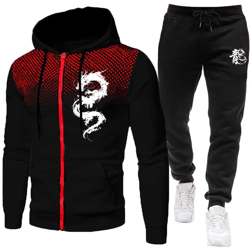 Sewing Zipper - Men's Paris Dragon Pattern Fashion Print
